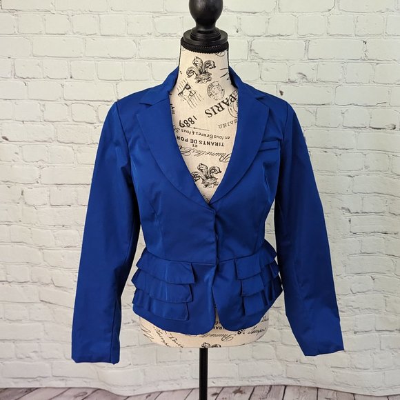 Sandro Jackets & Blazers - SANDRO Studio Blue Ruffle Peplum Blazer Jacket S